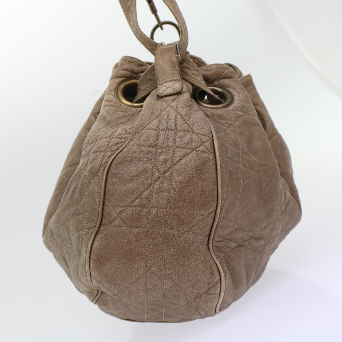 CHRISTIAN D1OR Canage Shoulder Bag Leather Brown Auth bs7073