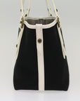 BBERRY Blue Label Tote Bag Canvas Leather Black Auth bs7373