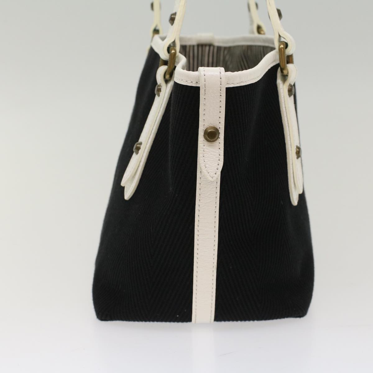 BBERRY Blue Label Tote Bag Canvas Leather Black Auth bs7373