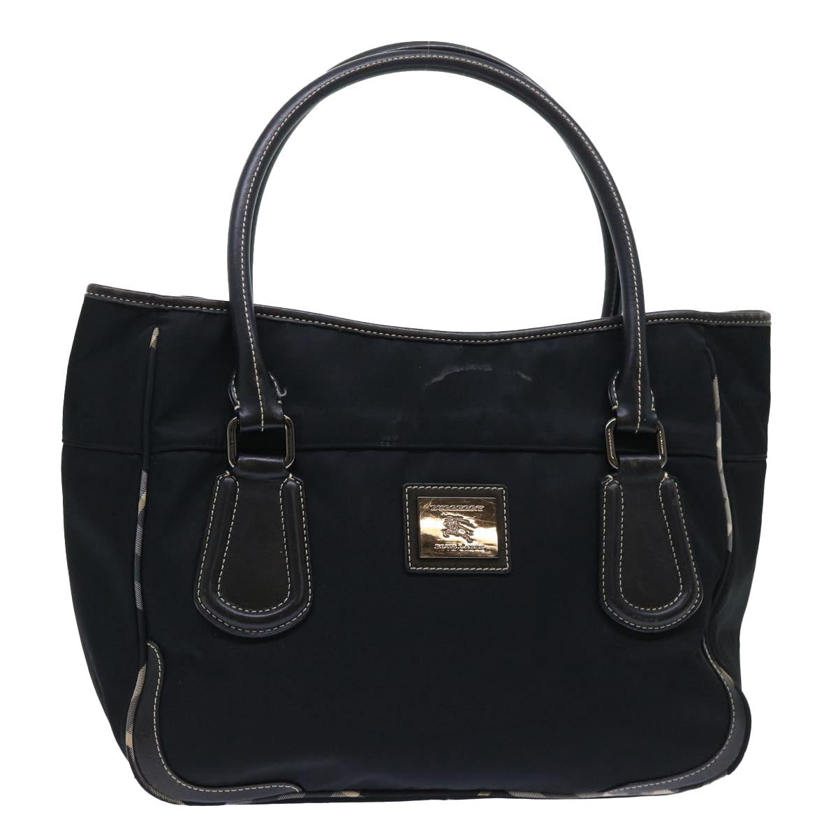BBERRY Blue Label Shoulder Bag Nylon Black Auth bs7873