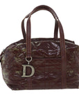 CHRISTIAN D1OR Canage Shoulder Bag Patent leather Wine Red Auth bs8029
