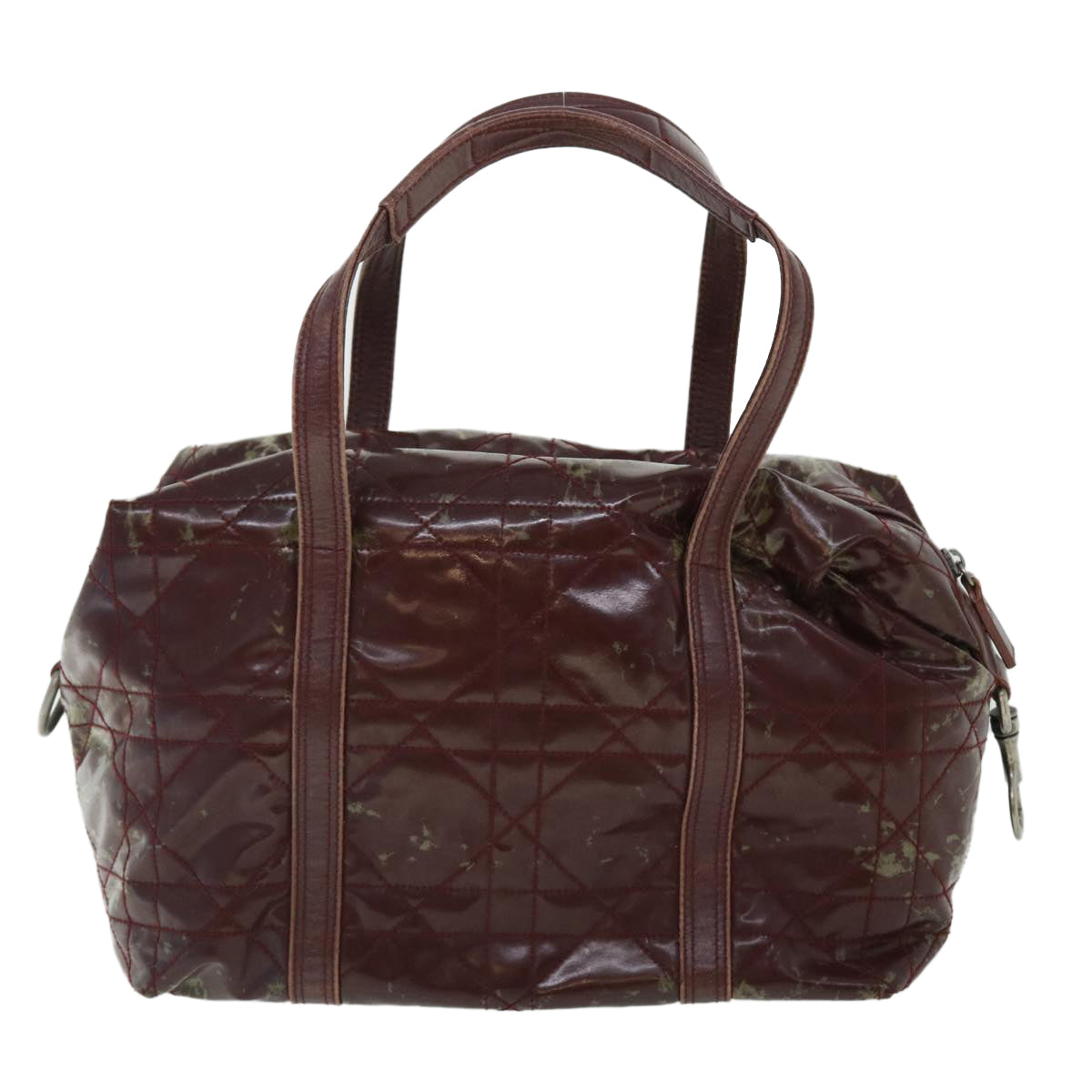 CHRISTIAN D1OR Canage Shoulder Bag Patent leather Wine Red Auth bs8029