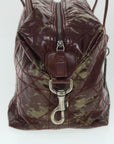 CHRISTIAN D1OR Canage Shoulder Bag Patent leather Wine Red Auth bs8029