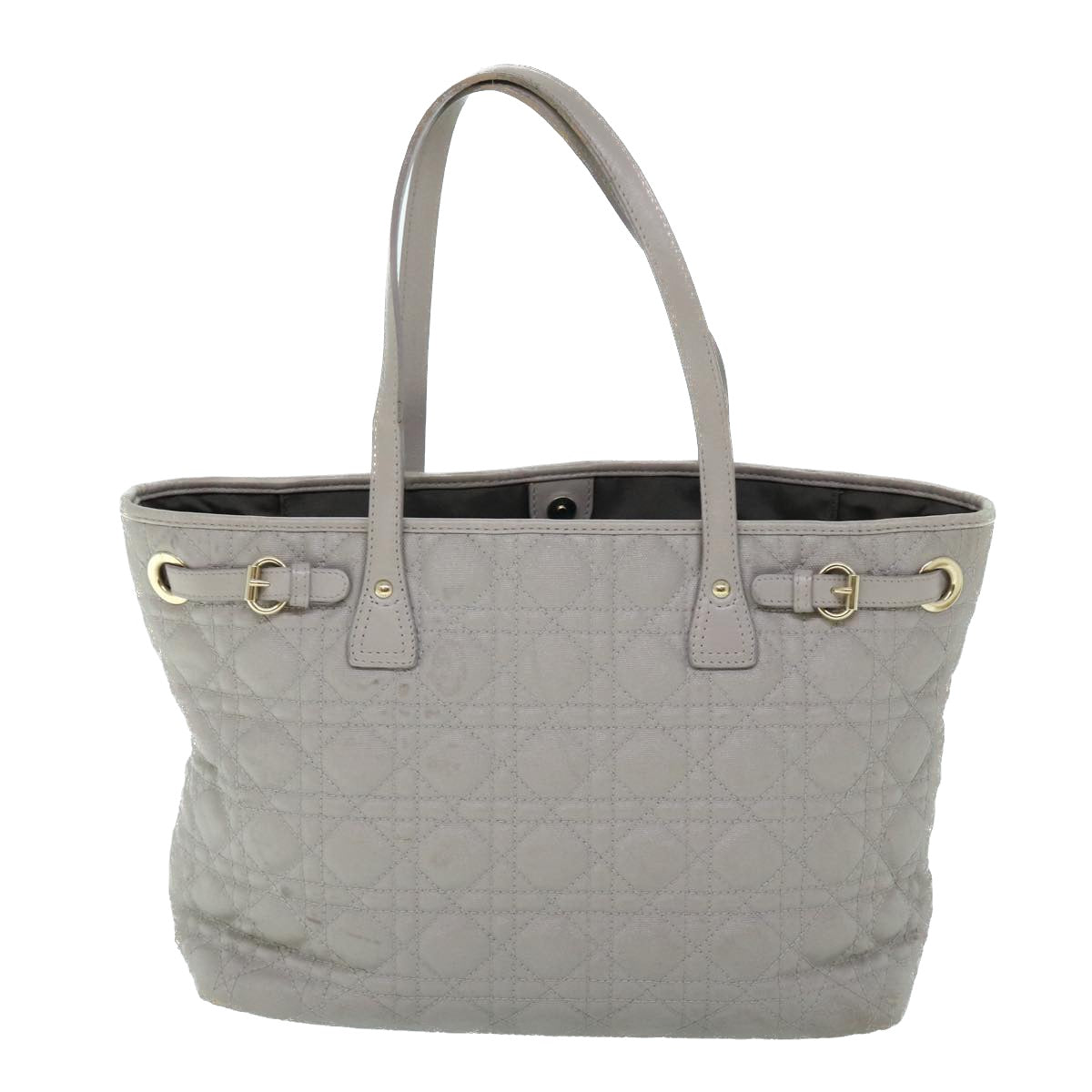 CHRISTIAN D1OR Canage Shoulder Bag Coated Canvas Gray Auth bs8361