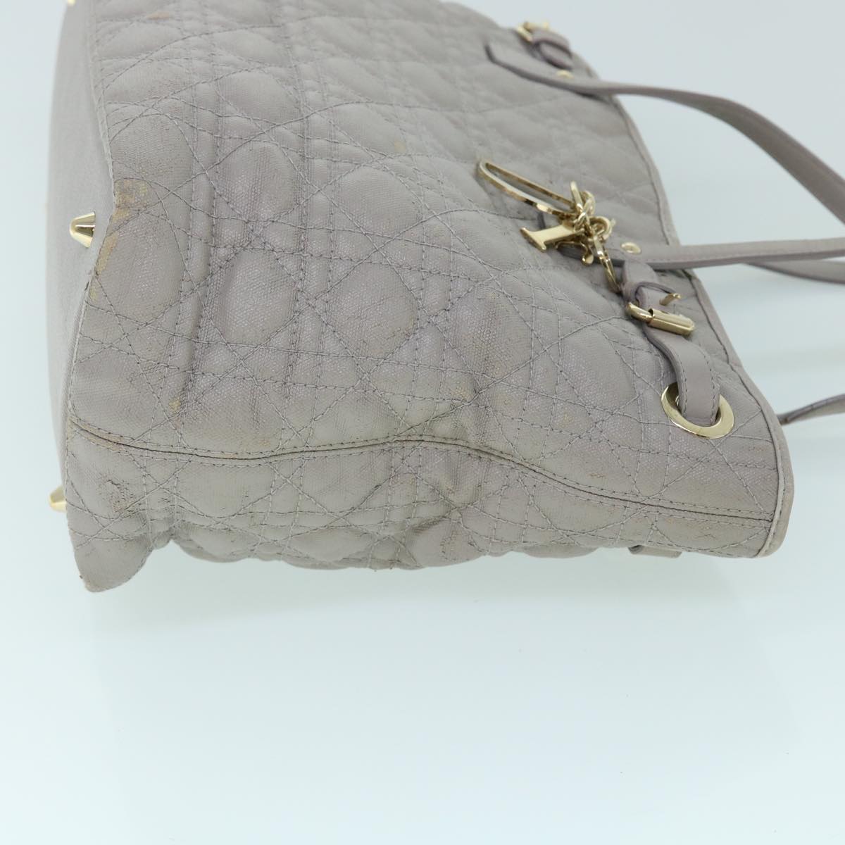 CHRISTIAN D1OR Canage Shoulder Bag Coated Canvas Gray Auth bs8361