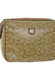 CHRISTIAN D1OR C Macadam Canvas Clutch Bag Coated Canvas Beige Auth bs8432