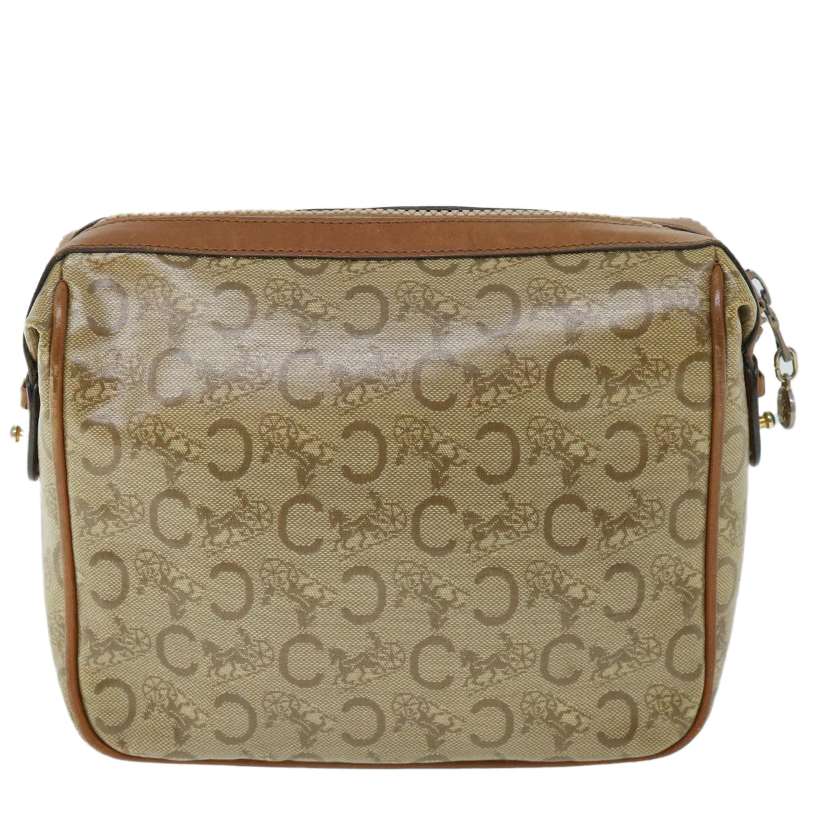 CHRISTIAN D1OR C Macadam Canvas Clutch Bag Coated Canvas Beige Auth bs8432