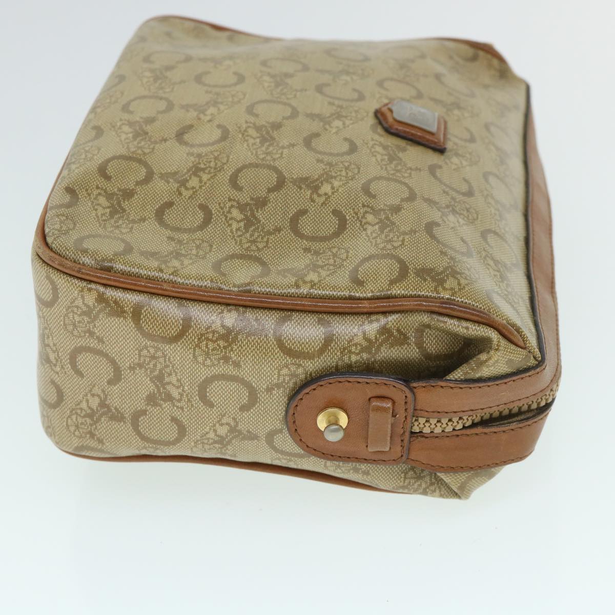 CHRISTIAN D1OR C Macadam Canvas Clutch Bag Coated Canvas Beige Auth bs8432