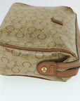 CHRISTIAN D1OR C Macadam Canvas Clutch Bag Coated Canvas Beige Auth bs8432