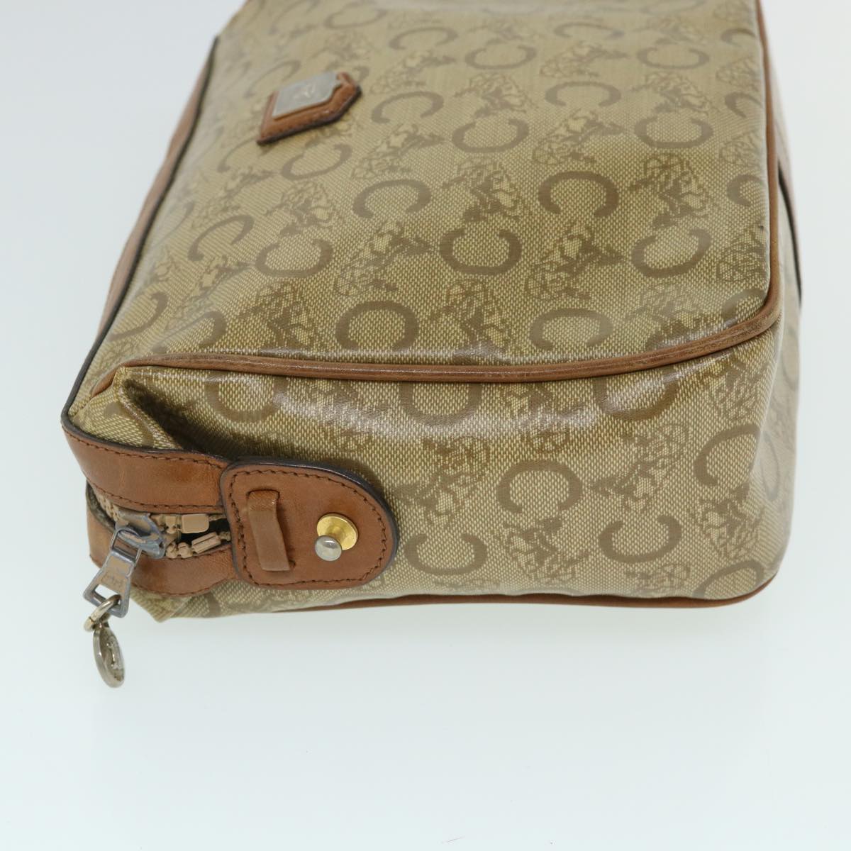 CHRISTIAN D1OR C Macadam Canvas Clutch Bag Coated Canvas Beige Auth bs8432
