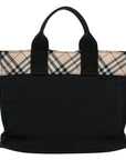 BBERRY Blue Label Tote Bag Canvas Black Auth bs8542