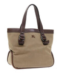 BBERRY Blue Label Tote Bag Canvas Leather Brown Auth bs8612