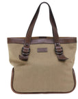 BBERRY Blue Label Tote Bag Canvas Leather Brown Auth bs8612