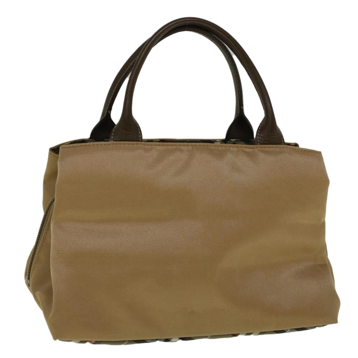 BBERRY Blue Label Hand Bag Nylon Beige Auth bs8792