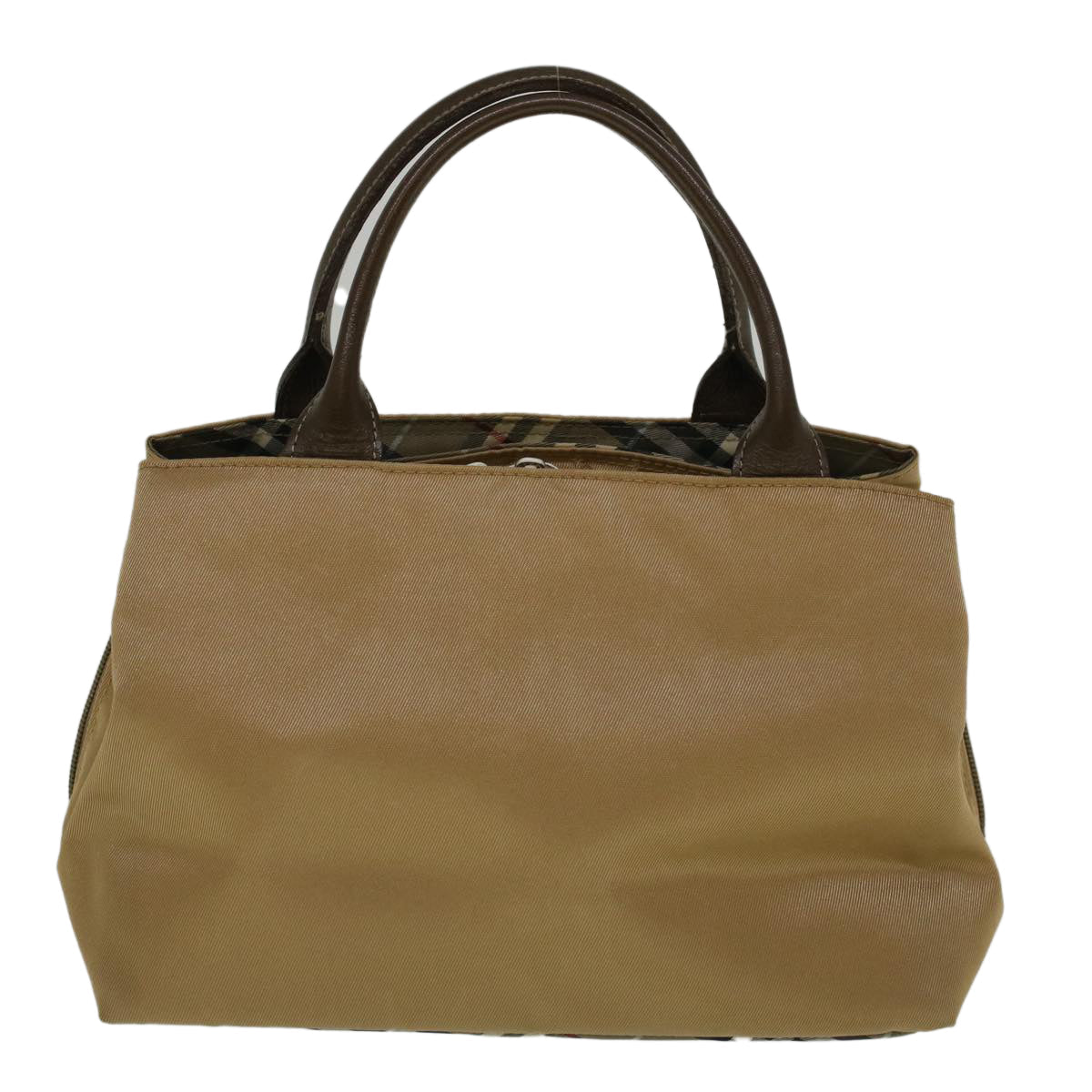 BBERRY Blue Label Hand Bag Nylon Beige Auth bs8792