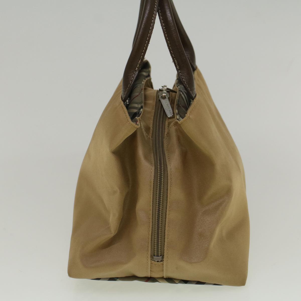 BBERRY Blue Label Hand Bag Nylon Beige Auth bs8792