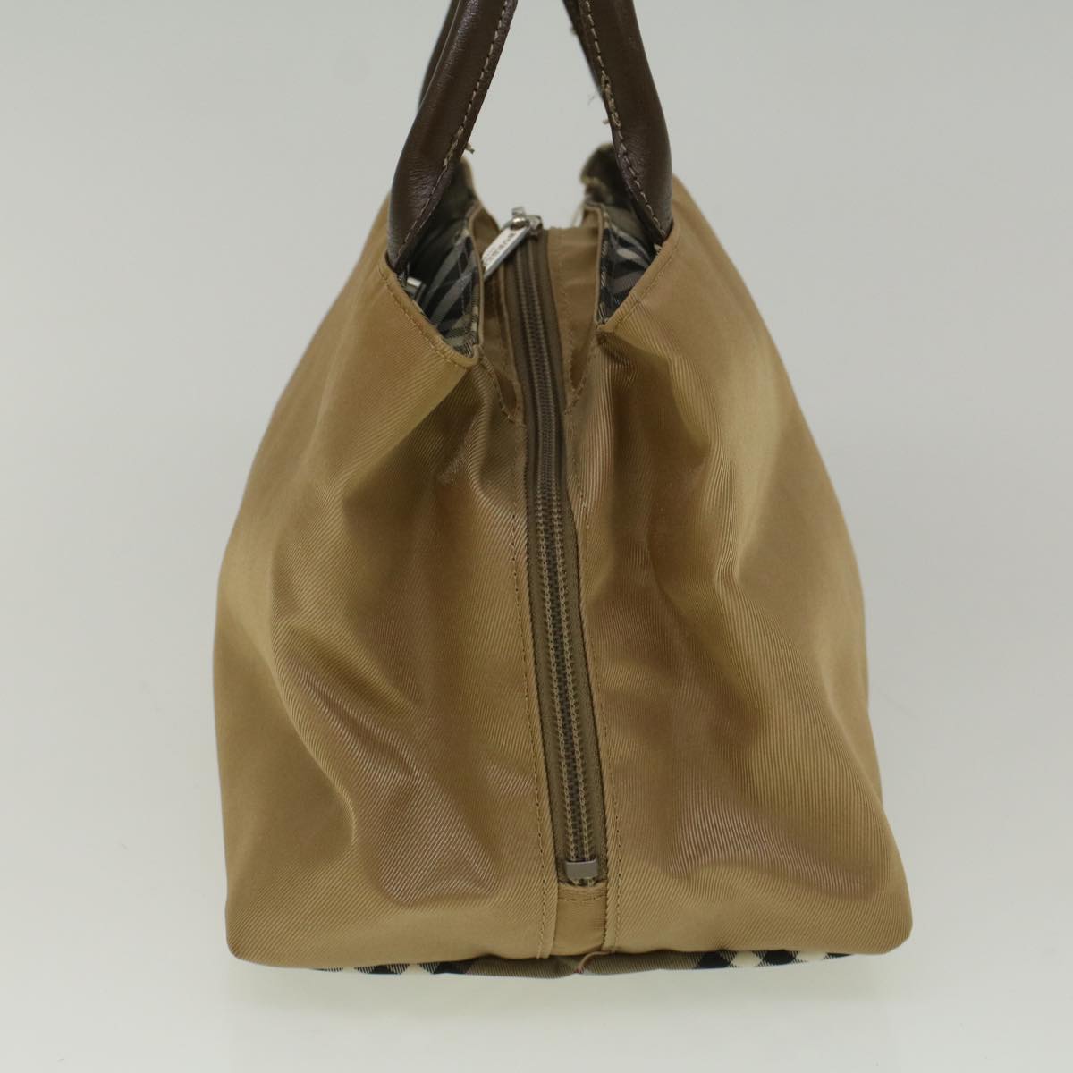 BBERRY Blue Label Hand Bag Nylon Beige Auth bs8792