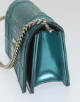 CHRISTIAN D1OR Chain Shoulder Bag Patent leather Light Blue Auth bs9340
