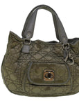 CHRISTIAN D1OR Canage Hand Bag Nylon Gray Auth bs9378