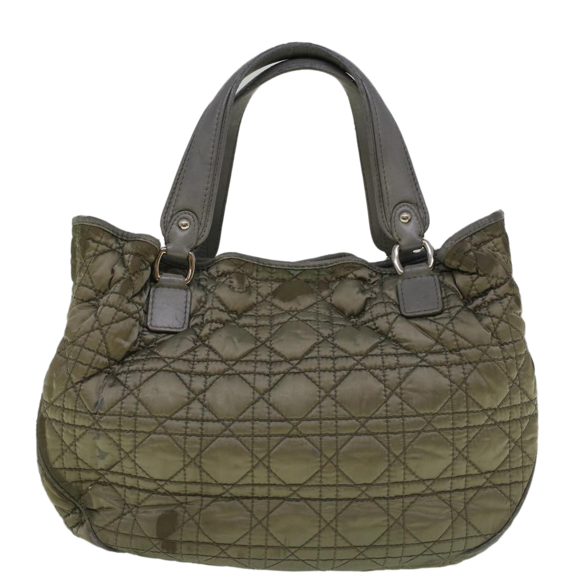 CHRISTIAN D1OR Canage Hand Bag Nylon Gray Auth bs9378