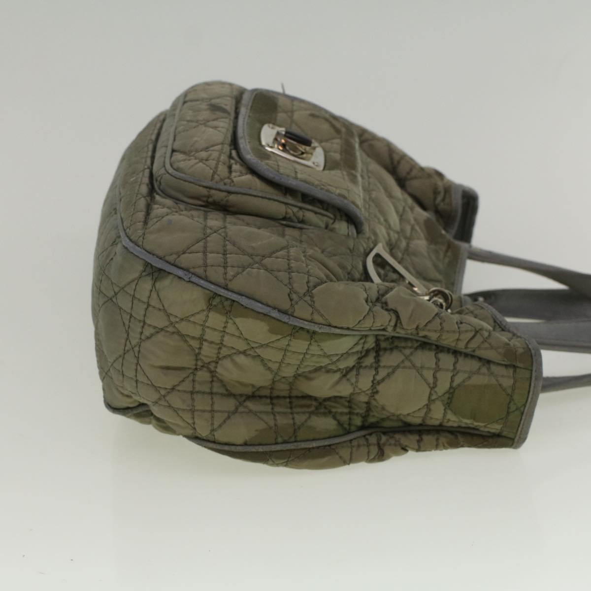 CHRISTIAN D1OR Canage Hand Bag Nylon Gray Auth bs9378