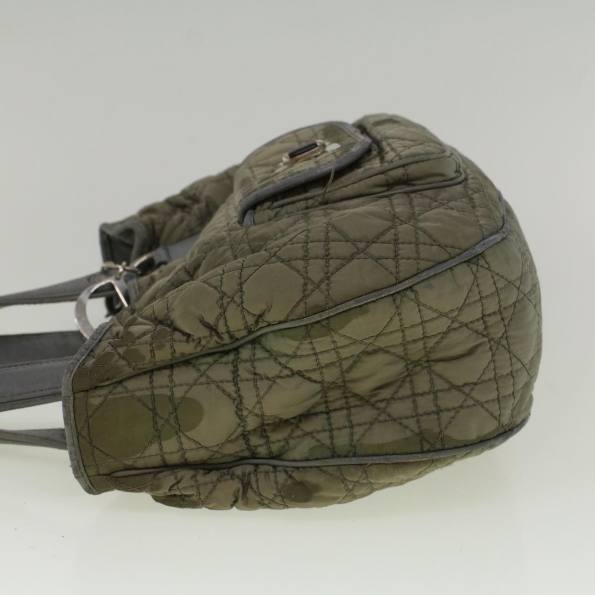 CHRISTIAN D1OR Canage Hand Bag Nylon Gray Auth bs9378