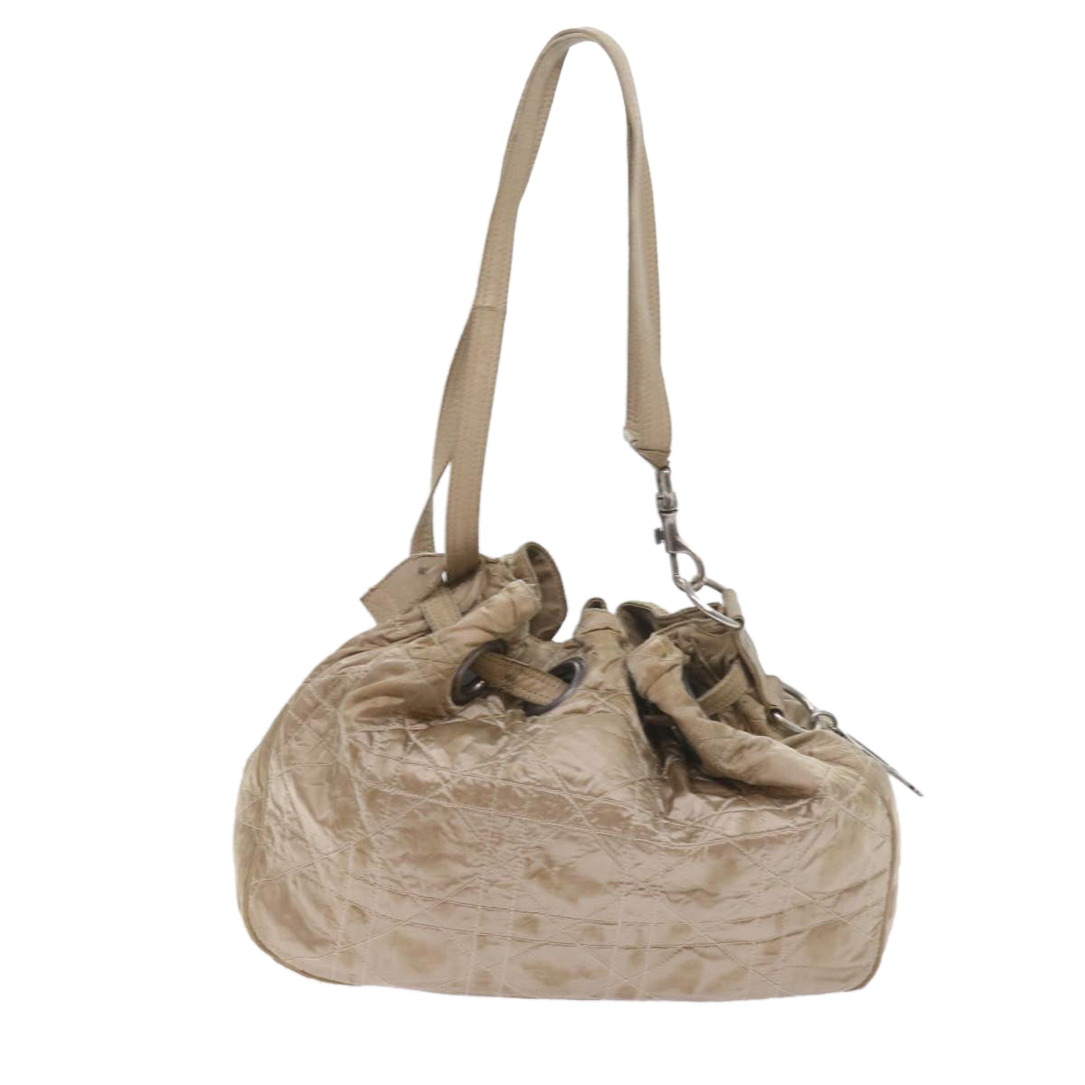 CHRISTIAN D1OR Canage Shoulder Bag Nylon Beige Auth bs9710