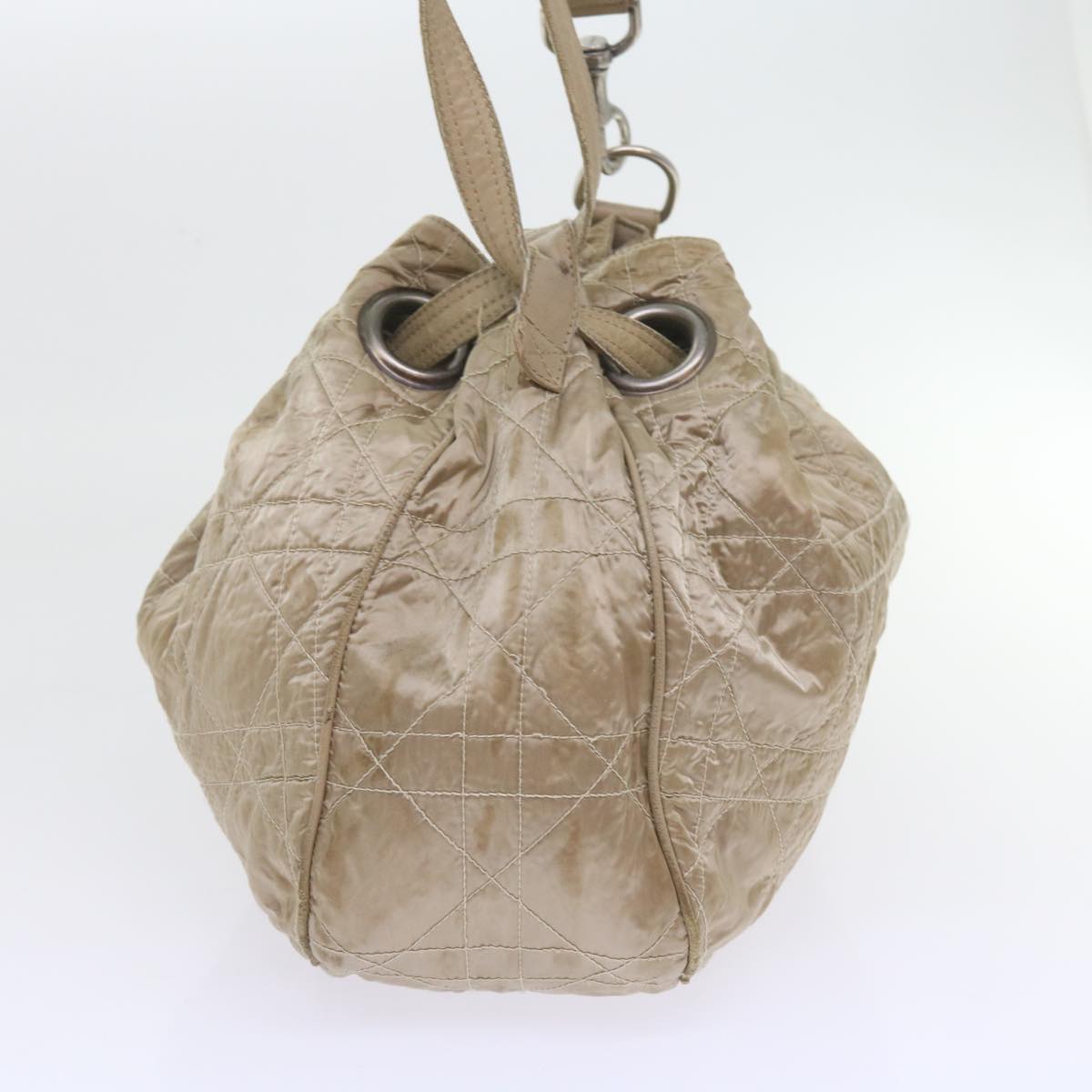 CHRISTIAN D1OR Canage Shoulder Bag Nylon Beige Auth bs9710