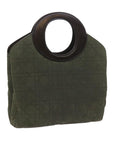 CHRISTIAN D1OR Canage Hand Bag Nylon Khaki Auth bs9789