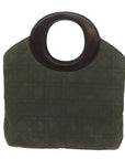 CHRISTIAN D1OR Canage Hand Bag Nylon Khaki Auth bs9789