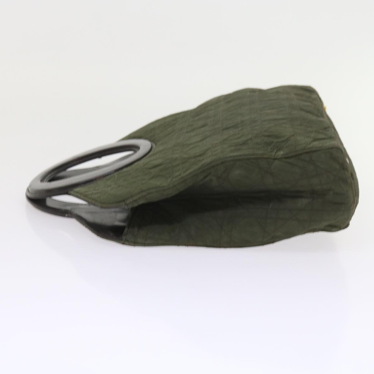 CHRISTIAN D1OR Canage Hand Bag Nylon Khaki Auth bs9789