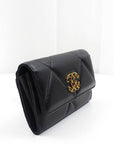 19 flap medium wallet lambskin black gold plated 30th unit AP0953 CH