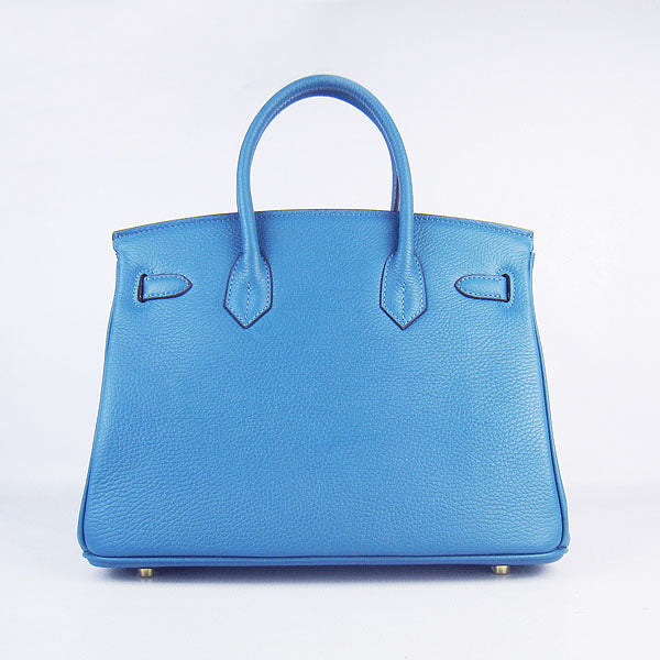 HMS Birkin 30cm Togo Leather Handbags Blue Golden