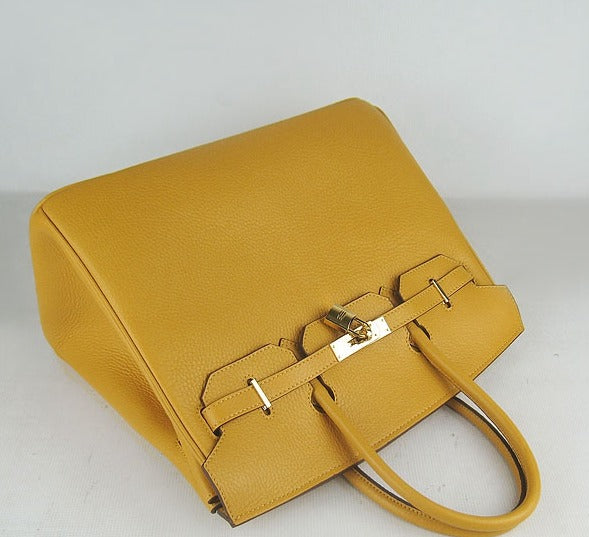 HMS Birkin 35cm Togo Leather Handbags Yellow Golden