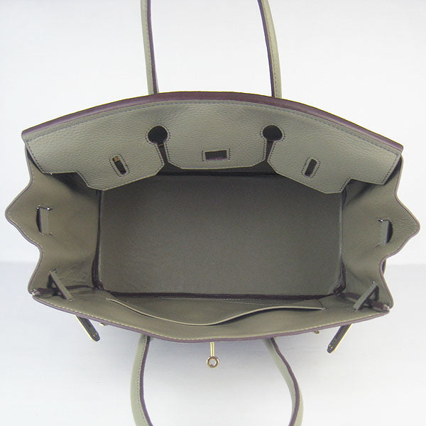 HMS Birkin 30cm Togo Leather Handbags Dark Grey Golden