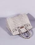 HMS Birkin 30cm Crocodile Leather Bag With Strap Himalaya Gold