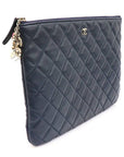 A82415 Navy Lambskin Gold Classic Charm Decoration New Medium Clutch 22nd CH