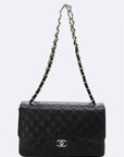 A58600 Caviar silver classic jumbo L size chain shoulder bag CH