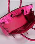 HMS Birkin 30cm Crocodile Leather Bag With Strap Rose Gold