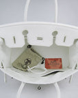 HMS Birkin 30cm Togo Leather Handbags White Silver