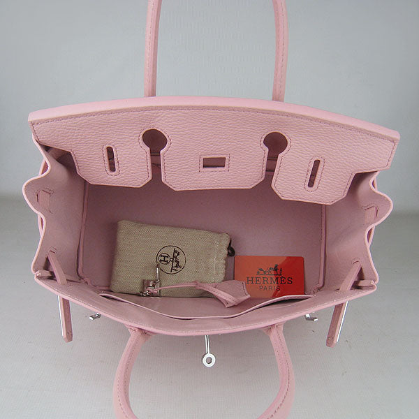 HMS Birkin 30cm Togo Leather Handbags Pink Silver