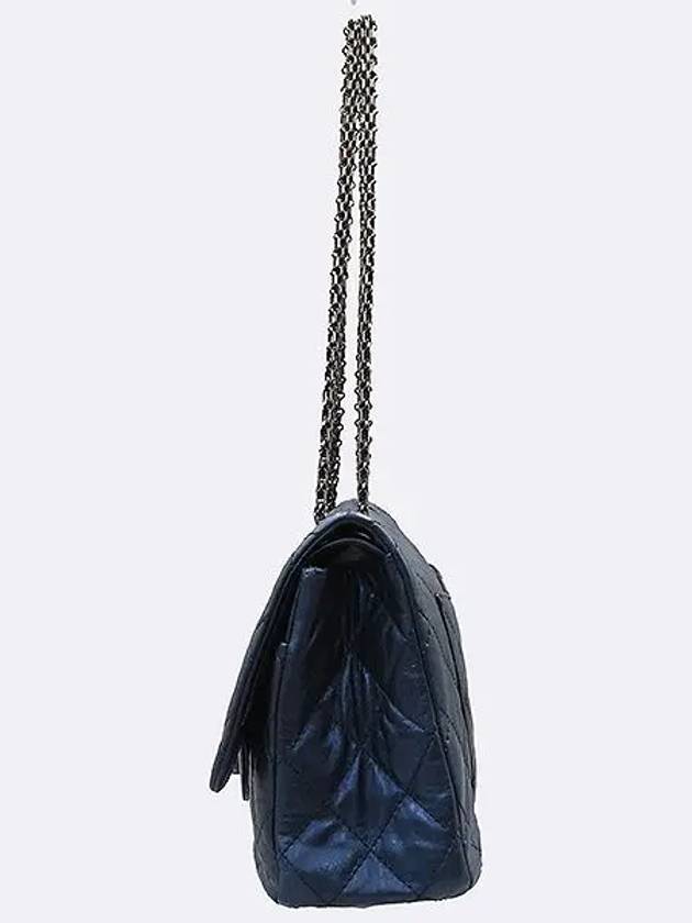 A37587 Metallic Blue Vintage 2 55 Old Large Gold Chain Shoulder Bag CH
