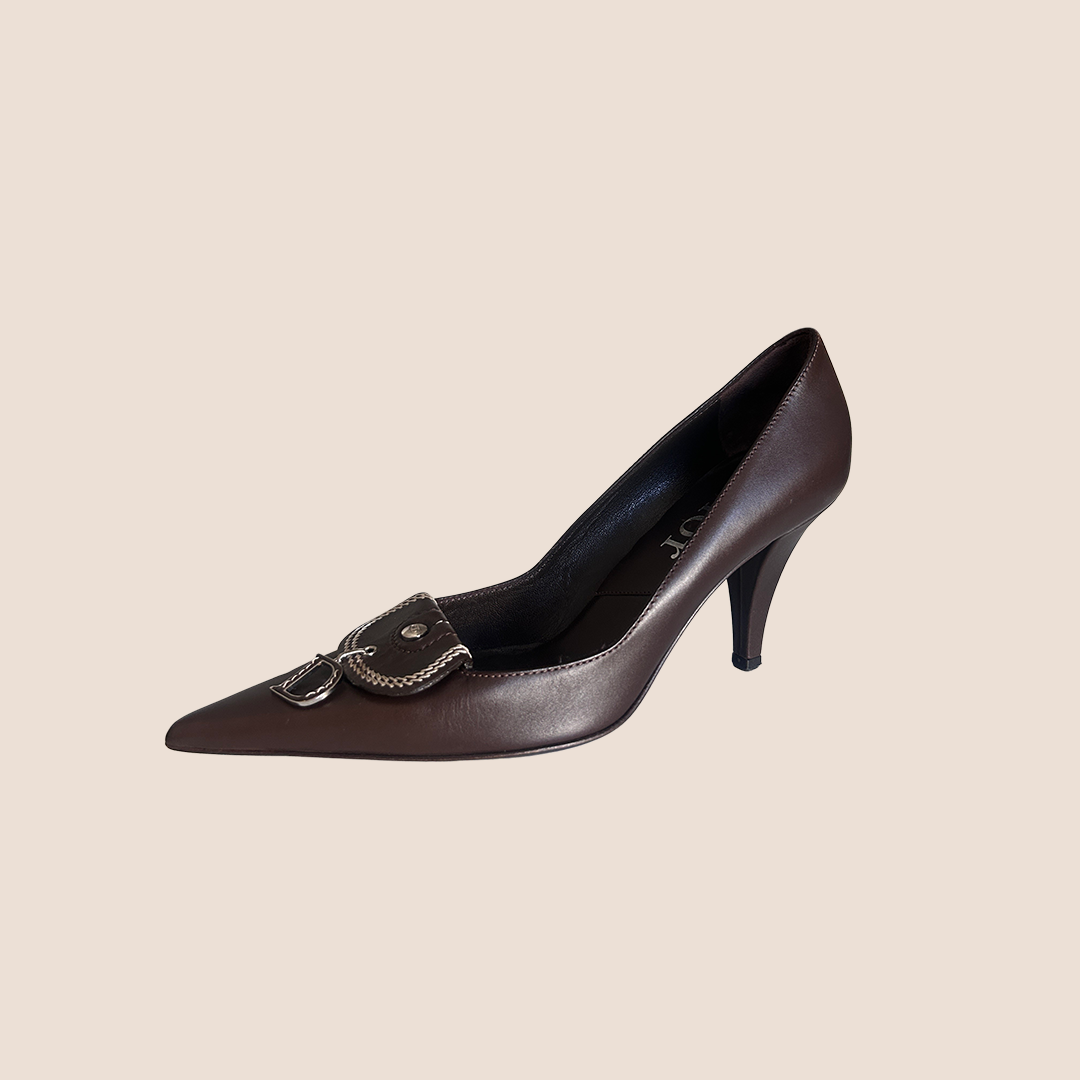 CHRISTIAN D1OR BROWN C&amp;D CHARM PUMPS