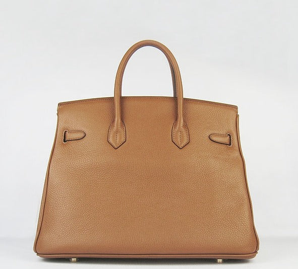 HMS Birkin 35cm Togo Leather Handbags Light Coffee Golden