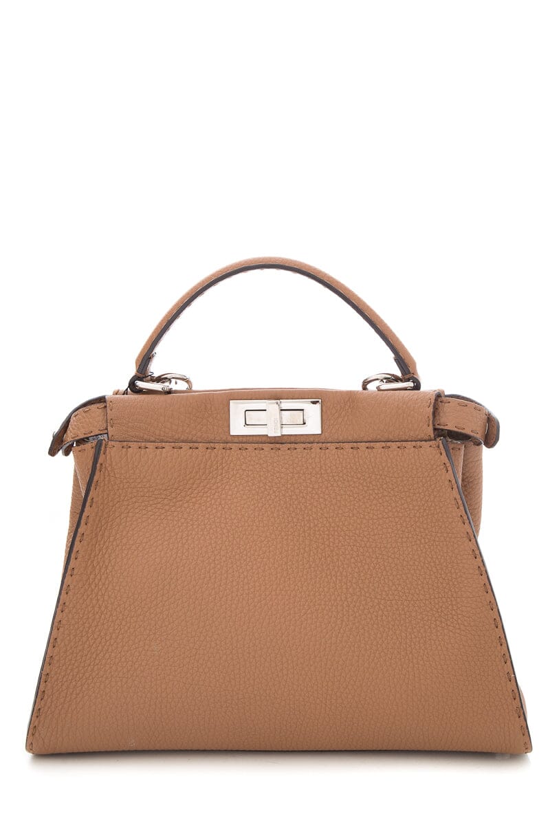 FNDI Brown Leather Medium Peak-A-Boo Handbag