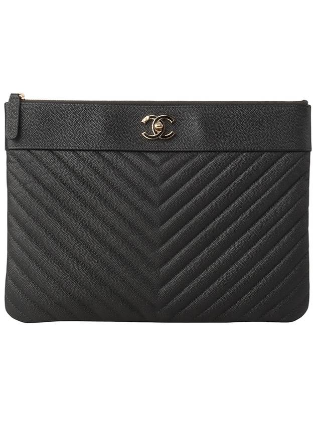 A80992 Caviar Mademoiselle Clutch New Medium Overseas Invoice 34038 1 CH