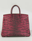 HMS Birkin 35CM Lizard Pattern handbag 6089 Red/silver