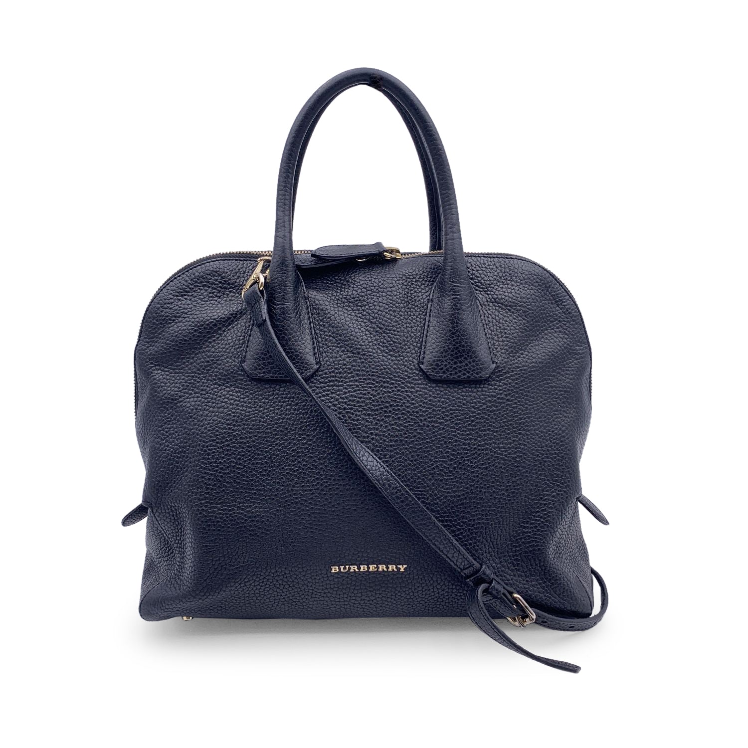 BBERRY Black Leather Greenwood Dome Bag Satchel With Strap