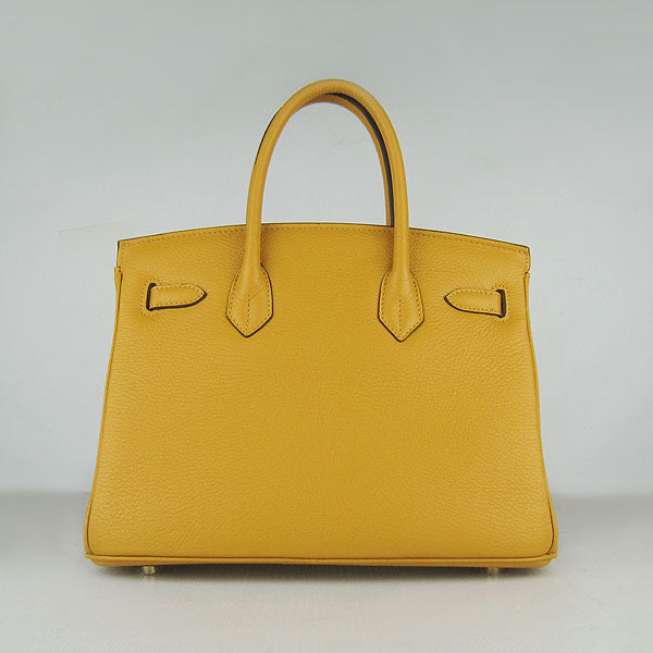 HMS Birkin 30cm Togo Leather Handbags Yellow Golden
