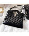 31 Gold Hardware Small Shiny Lambskin Shoulder Bag Black CH